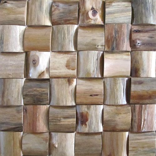 供应原生态天然装饰材料实木小片形木材马赛克wood mosaic
